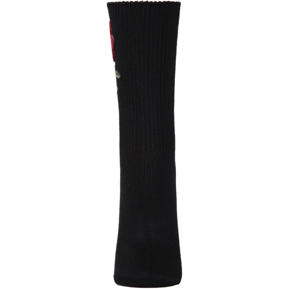 NEW MeMoi Women Embroidered Rose Path Black Floral Above Ankle Crew Socks - Picture 3 of 3